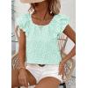 image:imageDokotoo Womens Tops Casual Square Neck Bow Tie Back Blouse Ruffle Butterfly Sleeve Babydoll Textured ShirtA Green