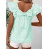 image:imageDokotoo Womens Tops Casual Square Neck Bow Tie Back Blouse Ruffle Butterfly Sleeve Babydoll Textured ShirtA Green