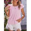 image:imageDokotoo Womens Tops Casual Square Neck Bow Tie Back Blouse Ruffle Butterfly Sleeve Babydoll Textured ShirtA Pink