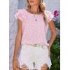 image:imageDokotoo Womens Tops Casual Square Neck Bow Tie Back Blouse Ruffle Butterfly Sleeve Babydoll Textured ShirtA Pink