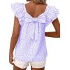image:imageDokotoo Womens Tops Casual Square Neck Bow Tie Back Blouse Ruffle Butterfly Sleeve Babydoll Textured ShirtA Purple