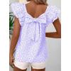image:imageDokotoo Womens Tops Casual Square Neck Bow Tie Back Blouse Ruffle Butterfly Sleeve Babydoll Textured ShirtA Purple