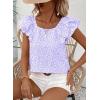 image:imageDokotoo Womens Tops Casual Square Neck Bow Tie Back Blouse Ruffle Butterfly Sleeve Babydoll Textured ShirtA Purple