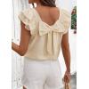 image:imageDokotoo Womens Tops Casual Square Neck Bow Tie Back Blouse Ruffle Butterfly Sleeve Babydoll Textured ShirtApricot