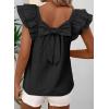 image:imageDokotoo Womens Tops Casual Square Neck Bow Tie Back Blouse Ruffle Butterfly Sleeve Babydoll Textured ShirtBlack