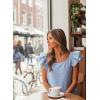 image:imageDokotoo Womens Tops Casual Square Neck Bow Tie Back Blouse Ruffle Butterfly Sleeve Babydoll Textured ShirtSky Blue