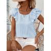 image:imageDokotoo Womens Tops Casual Square Neck Bow Tie Back Blouse Ruffle Butterfly Sleeve Babydoll Textured ShirtSky Blue