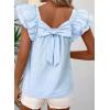 image:imageDokotoo Womens Tops Casual Square Neck Bow Tie Back Blouse Ruffle Butterfly Sleeve Babydoll Textured ShirtSky Blue
