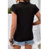 image:imageDokotoo Womens Tops Casual VNeck Pleated Short Sleeve Blouses Patchwork Hollow Out Ruffle Lace ShirtsBlack