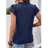 image:imageDokotoo Womens Tops Casual VNeck Pleated Short Sleeve Blouses Patchwork Hollow Out Ruffle Lace ShirtsBlue