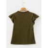 image:imageDokotoo Womens Tops Casual VNeck Pleated Short Sleeve Blouses Patchwork Hollow Out Ruffle Lace ShirtsGreen