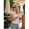 image:imageDokotoo Womens Tops Casual VNeck Pleated Short Sleeve Blouses Patchwork Hollow Out Ruffle Lace ShirtsWhite
