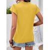 image:imageDokotoo Womens Tops Casual VNeck Pleated Short Sleeve Blouses Patchwork Hollow Out Ruffle Lace ShirtsYellow
