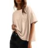 image:imageDokotoo Womens Tops Cute Lace Summer Short Sleeves Oversized Casual T Shirts Lace PocketsApricot