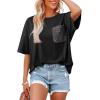 image:imageDokotoo Womens Tops Cute Lace Summer Short Sleeves Oversized Casual T Shirts Lace PocketsBlack