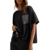 image:imageDokotoo Womens Tops Cute Lace Summer Short Sleeves Oversized Casual T Shirts Lace PocketsBlack