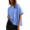 image:imageDokotoo Womens Tops Cute Lace Summer Short Sleeves Oversized Casual T Shirts Lace PocketsSky Blue