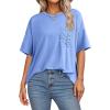 image:imageDokotoo Womens Tops Cute Lace Summer Short Sleeves Oversized Casual T Shirts Lace PocketsSky Blue