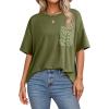 image:imageDokotoo Womens Tops Cute Lace Summer Short Sleeves Oversized Casual T Shirts Lace PocketsVineyard Green