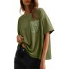 image:imageDokotoo Womens Tops Cute Lace Summer Short Sleeves Oversized Casual T Shirts Lace PocketsVineyard Green
