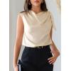 image:imageDokotoo Womens Tops Dressy Casual Elegant Bow Tie Neck Short Sleeve Blouses Spring Office Work Business Outfits ShirtsBeige
