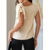 image:imageDokotoo Womens Tops Dressy Casual Elegant Bow Tie Neck Short Sleeve Blouses Spring Office Work Business Outfits ShirtsBeige