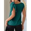 image:imageDokotoo Womens Tops Dressy Casual Elegant Bow Tie Neck Short Sleeve Blouses Spring Office Work Business Outfits ShirtsGreen