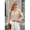 image:imageDokotoo Womens Tops Fashion V Neck Long Sleeve Tops for Women Fall Outfits for Women 2025 Casual Loose BlousesApricot