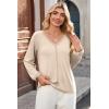 image:imageDokotoo Womens Tops Fashion V Neck Long Sleeve Tops for Women Fall Outfits for Women 2025 Casual Loose BlousesApricot
