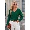 image:imageDokotoo Womens Tops Fashion V Neck Long Sleeve Tops for Women Fall Outfits for Women 2025 Casual Loose BlousesDark Green