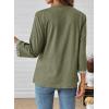 image:imageDokotoo Womens Tops Spring Summer 34 Length Sleeve Fashion TShirts V Neck Button Down Dressy Casual Loose Basic Tee BlousesArmy Green