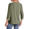 image:imageDokotoo Womens Tops Spring Summer 34 Length Sleeve Fashion TShirts V Neck Button Down Dressy Casual Loose Basic Tee BlousesArmy Green
