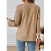image:imageDokotoo Womens Tops Spring Summer 34 Length Sleeve Fashion TShirts V Neck Button Down Dressy Casual Loose Basic Tee BlousesBeige