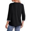 image:imageDokotoo Womens Tops Spring Summer 34 Length Sleeve Fashion TShirts V Neck Button Down Dressy Casual Loose Basic Tee BlousesBlack