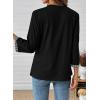image:imageDokotoo Womens Tops Spring Summer 34 Length Sleeve Fashion TShirts V Neck Button Down Dressy Casual Loose Basic Tee BlousesBlack