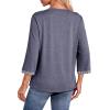 image:imageDokotoo Womens Tops Spring Summer 34 Length Sleeve Fashion TShirts V Neck Button Down Dressy Casual Loose Basic Tee BlousesBlue