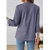 image:imageDokotoo Womens Tops Spring Summer 34 Length Sleeve Fashion TShirts V Neck Button Down Dressy Casual Loose Basic Tee BlousesBlue