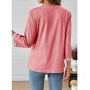 image:imageDokotoo Womens Tops Spring Summer 34 Length Sleeve Fashion TShirts V Neck Button Down Dressy Casual Loose Basic Tee BlousesPink
