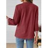 image:imageDokotoo Womens Tops Spring Summer 34 Length Sleeve Fashion TShirts V Neck Button Down Dressy Casual Loose Basic Tee BlousesRed