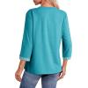 image:imageDokotoo Womens Tops Spring Summer 34 Length Sleeve Fashion TShirts V Neck Button Down Dressy Casual Loose Basic Tee BlousesTurquoise