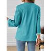 image:imageDokotoo Womens Tops Spring Summer 34 Length Sleeve Fashion TShirts V Neck Button Down Dressy Casual Loose Basic Tee BlousesTurquoise