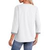 image:imageDokotoo Womens Tops Spring Summer 34 Length Sleeve Fashion TShirts V Neck Button Down Dressy Casual Loose Basic Tee BlousesWhite