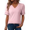 image:imageDokotoo Womens Tops Summer Casual Short Sleeve V Neck Lace Shirts Dressy Eyelet Embroidery BlousesPink