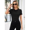image:imageDokotoo Womens Tops Summer Cowl Neck Side Pleated Short Sleeve Shirt Slim Fit T Shirts Dressy 2026 Fashion OutfitsBlack