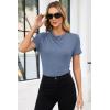 image:imageDokotoo Womens Tops Summer Cowl Neck Side Pleated Short Sleeve Shirt Slim Fit T Shirts Dressy 2026 Fashion OutfitsBlue