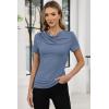 image:imageDokotoo Womens Tops Summer Cowl Neck Side Pleated Short Sleeve Shirt Slim Fit T Shirts Dressy 2026 Fashion OutfitsBlue