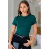 image:imageDokotoo Womens Tops Summer Cowl Neck Side Pleated Short Sleeve Shirt Slim Fit T Shirts Dressy 2026 Fashion OutfitsGreen