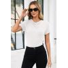 image:imageDokotoo Womens Tops Summer Cowl Neck Side Pleated Short Sleeve Shirt Slim Fit T Shirts Dressy 2026 Fashion OutfitsWhite