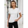 image:imageDokotoo Womens Tops Summer Cowl Neck Side Pleated Short Sleeve Shirt Slim Fit T Shirts Dressy 2026 Fashion OutfitsWhite