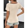 image:imageDokotoo Womens Tops Summer Short Sleeve Crew Neck Slim Fitted Blouse Trendy Cut Out Floral Pattern Basic Tees ShirtsApricot